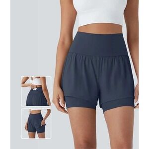 Halara Women's Super Hi-Waist 2-In-1 5" Yoga Shorts CL8 Mood Indigo Medium-Long